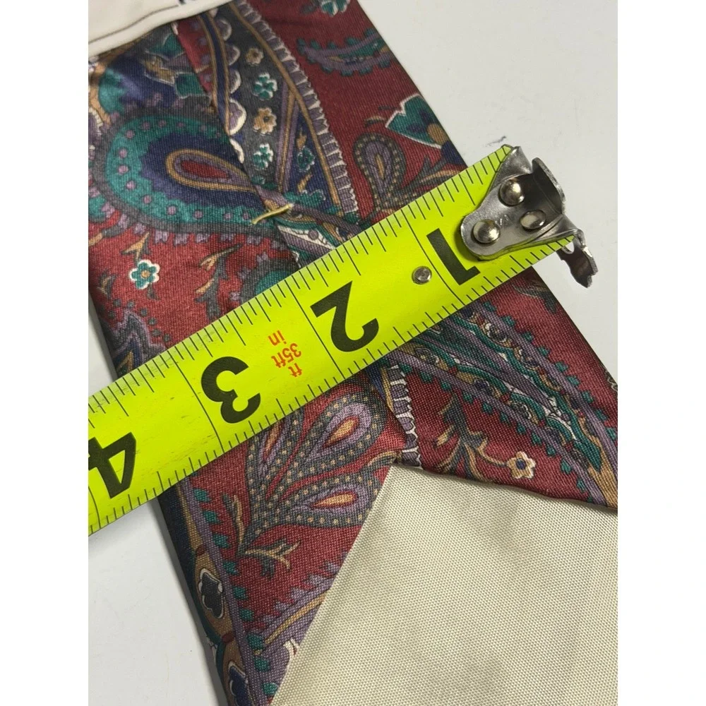 VTG Ketch Necktie Red Paisley Floral Pattern Retro Classic Formal Mens OS